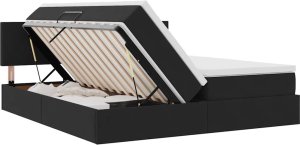 WaszeMeble Łóżko tapicerowane 100x200 czarne z pojemnikiem z materacem do sypialni 7