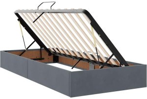 WaszeMeble Łóżko tapicerowane 100X200 szare z pojemnikiem z materacem do sypialni 6