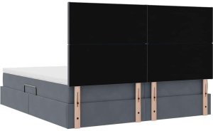 WaszeMeble Łóżko tapicerowane 200X200 szare z pojemnikiem z materacem do sypialni 11
