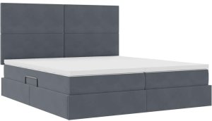 WaszeMeble Łóżko tapicerowane 200X200 szare z pojemnikiem z materacem do sypialni 4