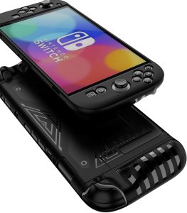 Strado Etui do Nintendo Switch 2 2025 Kickstand silikonowe 3-częściowe Czarne 7