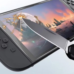 Strado-Tech Szkło hartowane do Nintendo Switch Oled Zestaw, ochrona ekranu 9H, pełne pokrycie, oleofobowe 9