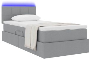 Mebel Elite Łóżko tapicerowane 90X190 szare z materacem z pojemnikiem jednoosobowe 3