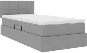 Mebel Elite Łóżko tapicerowane 90X190 szare z materacem z pojemnikiem jednoosobowe 6