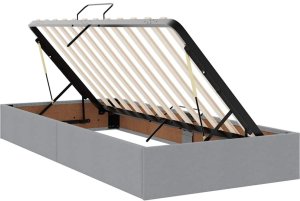 Mebel Elite Łóżko tapicerowane 90X190 szare z materacem z pojemnikiem jednoosobowe 7