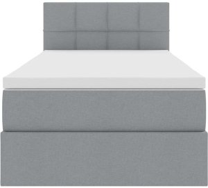 Mebel Elite Łóżko tapicerowane 90X190 szare z materacem z pojemnikiem jednoosobowe 8