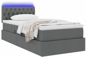 Vasagle Łóżko tapicerowane 90X200 szare pojedyncze ze stelażem z materacem 3