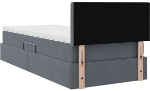 Mebel Elite Łóżko tapicerowane 90X200 szare z pojemnikiem z materacem jednoosobowe 12