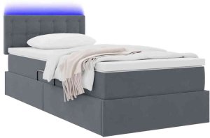 Mebel Elite Łóżko tapicerowane 90X200 szare z pojemnikiem z materacem jednoosobowe 3