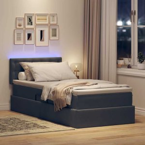 Mebel Elite Łóżko tapicerowane 90X200 szare z pojemnikiem z materacem jednoosobowe 5