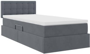 Mebel Elite Łóżko tapicerowane 90X200 szare z pojemnikiem z materacem jednoosobowe 6