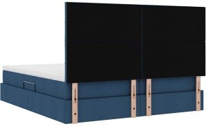 ACV Łóżko tapicerowane 200x200 niebieskie z pojemnikiem z materacem do sypialni 12