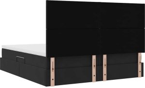 Mebel Elite Łóżko tapicerowane 180X200 czarne z materacem z pojemnikiem dwuosobowe 12