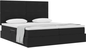 Mebel Elite Łóżko tapicerowane 180X200 czarne z materacem z pojemnikiem dwuosobowe 3