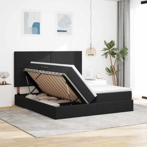 Mebel Elite Łóżko tapicerowane 180X200 czarne z materacem z pojemnikiem dwuosobowe 4
