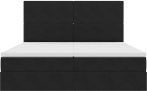 Mebel Elite Łóżko tapicerowane 180X200 czarne z materacem z pojemnikiem dwuosobowe 10