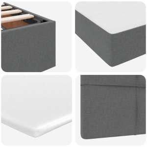 Mebel Elite Łóżko tapicerowane 180X200 szare dwuosobowe z pojemnikiem z materacem 12