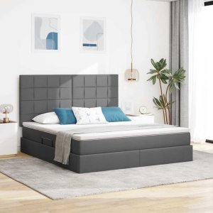 Mebel Elite Łóżko tapicerowane 180X200 szare dwuosobowe z pojemnikiem z materacem 2