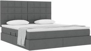 Mebel Elite Łóżko tapicerowane 180X200 szare dwuosobowe z pojemnikiem z materacem 3