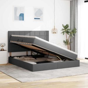 Mebel Elite Łóżko tapicerowane 180X200 szare dwuosobowe z pojemnikiem z materacem 4