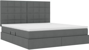 Mebel Elite Łóżko tapicerowane 180X200 szare dwuosobowe z pojemnikiem z materacem 5
