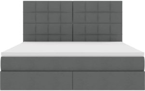 Mebel Elite Łóżko tapicerowane 180X200 szare dwuosobowe z pojemnikiem z materacem 7