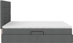 Mebel Elite Łóżko tapicerowane 180X200 szare dwuosobowe z pojemnikiem z materacem 10