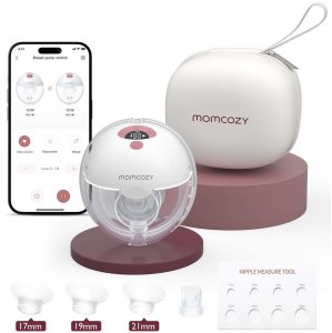 Momcozy M5 Smart Wearable Breast Pump – Laktator muszlowy | Sterowanie aplikacją, bezprzewodowy, podwójny, kolor czerwony (BP380-MR71000B00105-C) 2