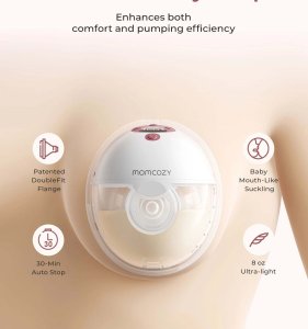Momcozy M5 Smart Wearable Breast Pump – Laktator muszlowy | Sterowanie aplikacją, bezprzewodowy, podwójny, kolor czerwony (BP380-MR71000B00105-C) 3