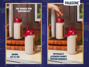 Paladone PALADONE Harry Potter Szklana Butelka z Silikonowym Etui (800 Ml) Hogwarts 8