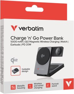 Ładowarka Verbatim Charge´n´Go Qi2 Power Bank 5000 mAh grey (32294) 5