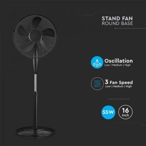 Wentylator VTAC Podłogowy 55W 40 cm czarny mocny V-TAC VT-5016-5 (11359) 4