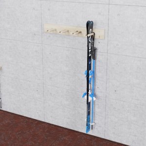 QLS Wieszak na narty drewniany 4 pary uchwyt ścienny na kijki 75,5 cm (11014) 3