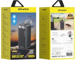 Awei Powerbank PA-81 50000mAh 65W PD 2xUSB-A/USB-C czarny 2