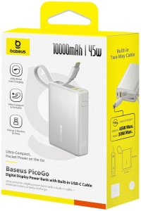 Baseus Powerbank PicoGo 10000mAh 45W z wyświetlaczem cyfrowym z wbudowanym kablem USB-C - tytanowy 4