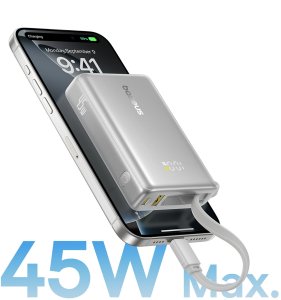 Baseus Powerbank PicoGo 10000mAh 45W z wyświetlaczem cyfrowym z wbudowanym kablem USB-C - tytanowy 7