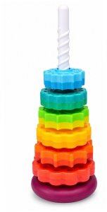 LeanToys Piramida Obrotowa Wieża Sorter Układanka Tęczowa 36cm 6 El. EDUKAMP (20242) 3