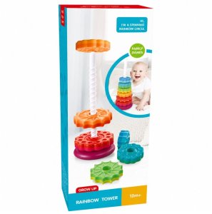 LeanToys Piramida Obrotowa Wieża Sorter Układanka Tęczowa 36cm 6 El. EDUKAMP (20242) 6