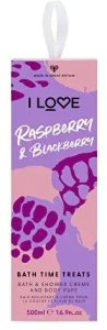 I love Set : Raspberry & Blackberry, Hydrating, Shower Gel, For All Skin Types, 500 ml + , Body Sponge For Women 2