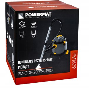 Odkurzacz przemysłowy Powermat 20L 2000W do kurzu wody tapicerki 4 końcówki 2 rury 3L 4