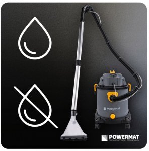 Odkurzacz przemysłowy Powermat 20L 2000W do kurzu wody tapicerki 4 końcówki 2 rury 3L 10