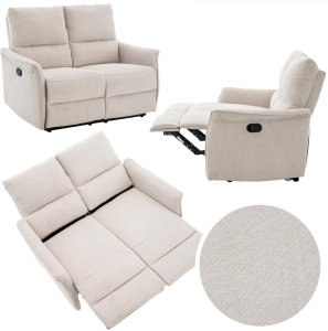 Kontrasto Fotel rozkładany dwuosobowy TIMO DUO 130x90x99 cm szenil beżowy 4