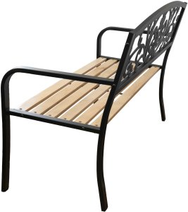 Kontrasto Ławka ogrodowa parkowa LO1002 127x58x83 cm drewno metal z oparciem 2