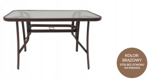 Kontrasto Stół ogrodowy Majorka Trio 120x70 cm brązowy szkło metal 6-osobowy 4