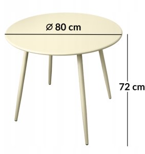 Kontrasto Stół ogrodowy DOMO fi80 72 cm kremowy metalowy okrągły na taras balkon 2