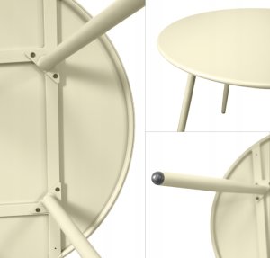 Kontrasto Stół ogrodowy DOMO fi80 72 cm kremowy metalowy okrągły na taras balkon 5