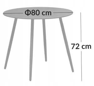 Kontrasto Stół ogrodowy DOMO fi80 72 cm czarny metalowy okrągły na taras balkon 2
