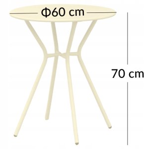 Kontrasto Stół ogrodowy COMO PRO fi60 70 cm kremowy metalowy okrągły na taras 2