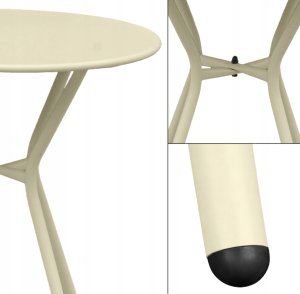 Kontrasto Stół ogrodowy COMO PRO fi60 70 cm kremowy metalowy okrągły na taras 4