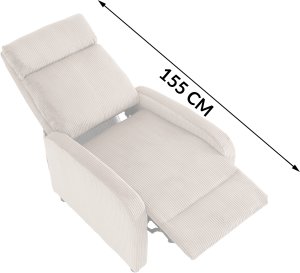 Kontrasto Fotel rozkładany LUCAS FW102 sztruks taupe recliner z podnóżkiem wypoczynkowy 11